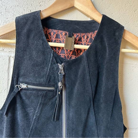 Thomas Wylde Skull Suede Vest Black Leather Vest - Picture 8 of 10